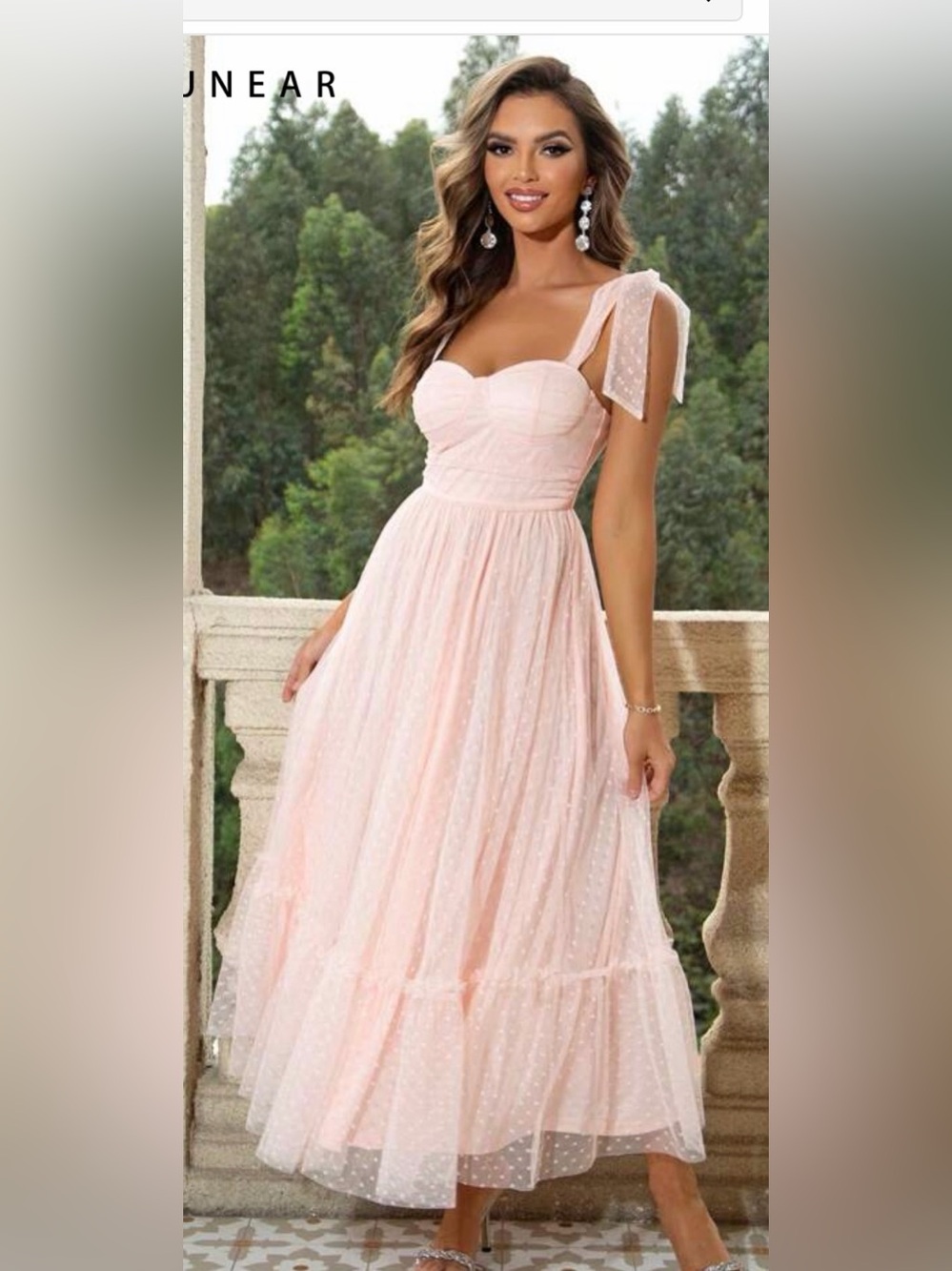 SHEIN Delicate Pink Mesh dress with Polka Dot Detail